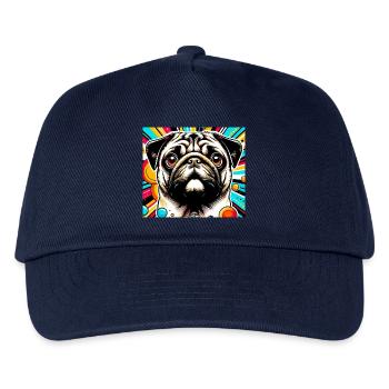 Mopshund Pop Art - Kinder Basecap - Navy - Vorne