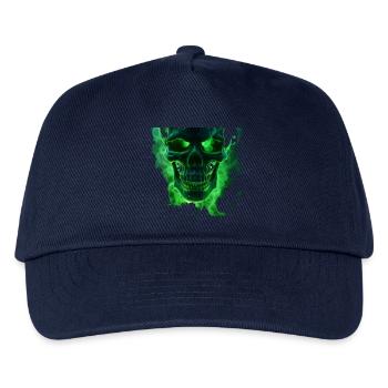 Leuchtender grüner Totenkopfdesign - Kinder Basecap - Navy - Vorne