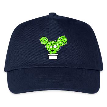 Kaktus Kakteen Gesicht Stachelig Lustig Grimasse - Kinder Basecap - Navy - Vorne