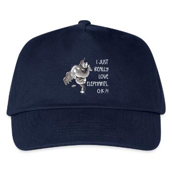 Drolliger Elefant Tiermotiv Wildtier Spruch - Kinder Basecap - Navy - Vorne