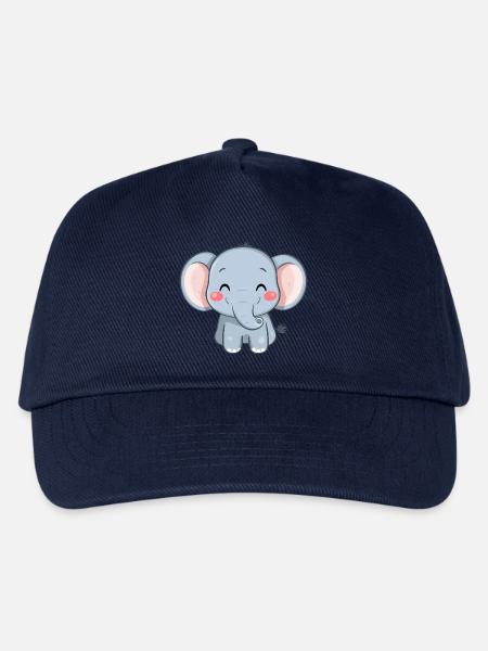 Niedlicher glücklicher Elefant - Entzückende Karikatur - Kinder Basecap - Navy