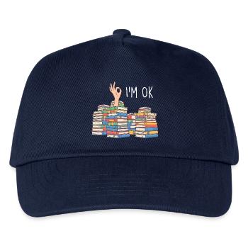 Ich bin okay lustige Minimalistische Bücherliebhaber-Stimmung - Kinder Basecap - Navy - Vorne