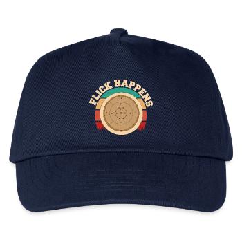 Flick Happens – Crokinole Spieler Retro Design - Kinder Basecap - Navy - Vorne