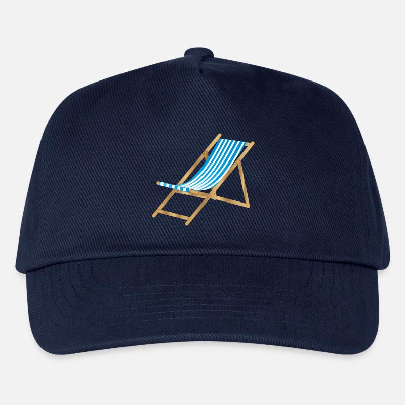 blau weiß gestreifter maritimer Liegestuhl - Kinder Basecap - Navy
