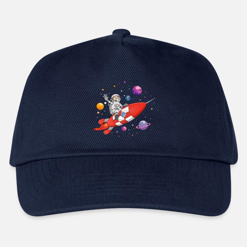 L'astronauta e il razzo rosso nello spazio. - Berretto da baseball per bambini - blu scuro