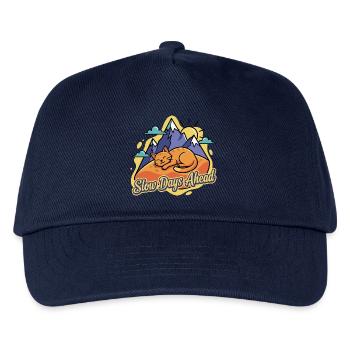 Schlafende Katze über Bergen - Kinder Basecap - Navy - Vorne