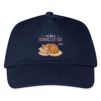 Red Cat Nap Humor Quote Snuggle My Cat - Kids’ Baseball Cap - navy - Front