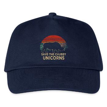 Save The Chubby Unicorns Retro Rhino Slogan - Kids’ Baseball Cap - navy - Front
