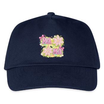 MAMA Magische Blumen & Rosa Schleifen | Retro Chic - Kinder Basecap - Navy - Vorne