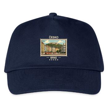 Tschechien Brno Vintage Reisemarke - Kinder Basecap - Navy - Vorne