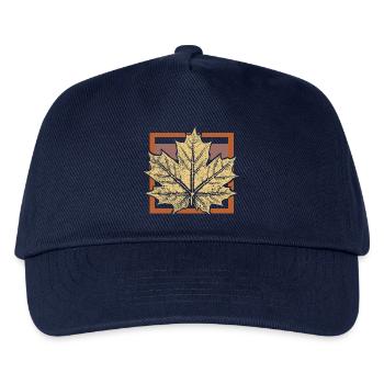 Ahorn Blatt im Rahmen / Floral Botanik - Kinder Basecap - Navy - Vorne
