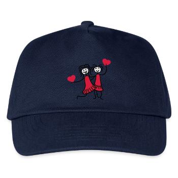 2 herzen beste umriss rahmen herz best friends tex - Kinder Basecap - Navy - Vorne