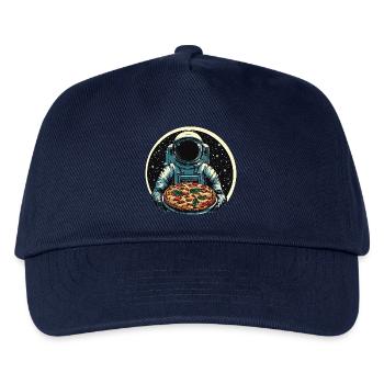 Astronaut mit Salami Pizza Weltraum Design - Kinder Basecap - Navy - Vorne
