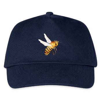 fliegende Bienenkönigin von Hand gezeichnet - Kinder Basecap - Navy - Vorne
