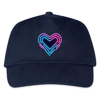 Futuristisches Neon-Herz | Cyber Heart Love Design - Kinder Basecap - Navy - Vorne