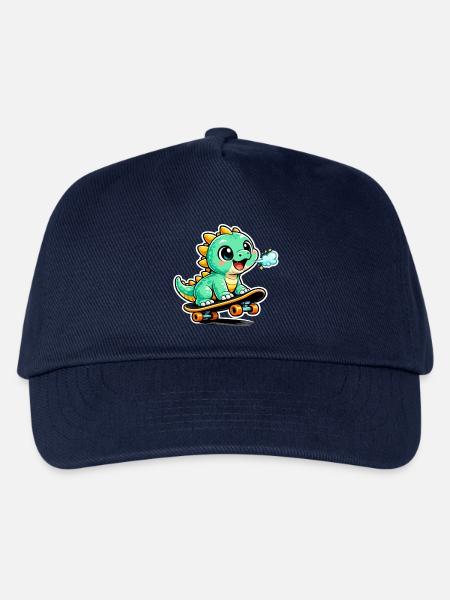 Grüner Dino Skateboardheld - Kinder Basecap - Navy