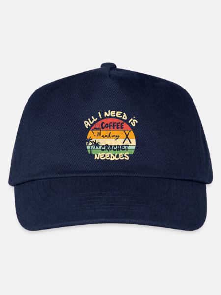 All I need is coffee and my crochet needles - Kinder Basecap - Navy