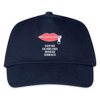 Reißverschluss Mund – Keine Ahnung, Mund halten - Kinder Basecap - Navy - Vorne