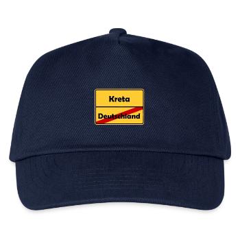 Auswandern nach Kreta! Ortsschild Desing. - Kinder Basecap - Navy - Vorne