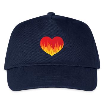 Heart with fire de - Kinder Basecap - Navy - Vorne