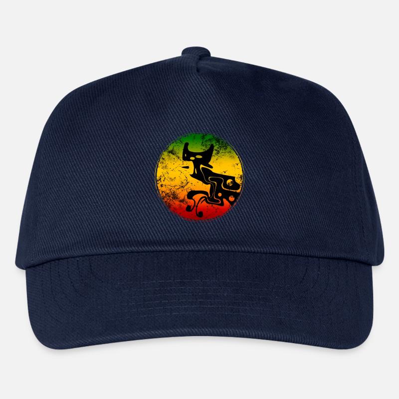 Abstrakte Wildcat Silhouette in Reggaefarben - Kinder Basecap - Navy