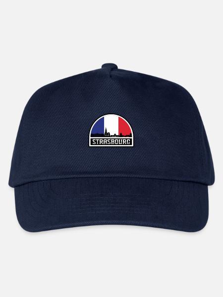 Straßburg Frankreich Skyline Silhouette Französische Flagge - Kinder Basecap - Navy