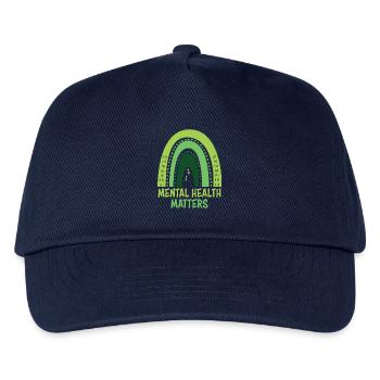 Psychische Gesundheit ist wichtig Grüner Regenbogen - Kinder Basecap - Navy - Vorne