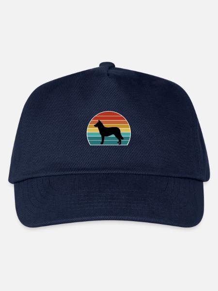 Lapponian Herder Dog Silhouette Vintage Sonnenuntergang für - Kinder Basecap - Navy