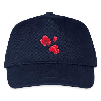 Poppy Aquarell Illustration Kunst - Kinder Basecap - Navy - Vorne