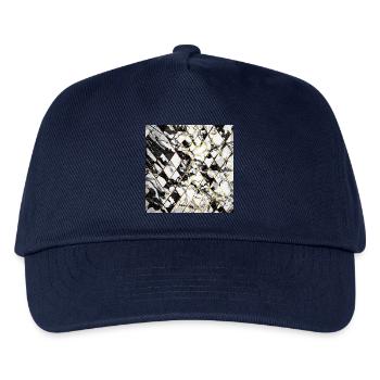 Marmor Schwarz Weiß Gold Geometrisch Mosaik - Kinder Basecap - Navy - Vorne