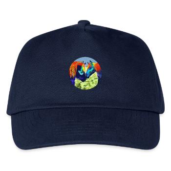 Pferdepaar Popart Kreisdesign - Kinder Basecap - Navy - Vorne