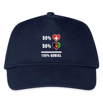 Afghanistan und Schweiz 100% Genial Flagge - Kinder Basecap - Navy - Vorne