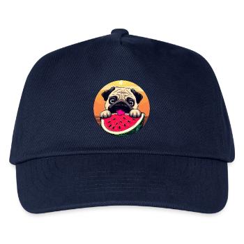 Pug with melon at sunset, summer - Kids’ Baseball Cap - navy - Front