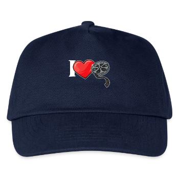 Ich Liebe Movies Theater Herz Statement Kino Filme - Kinder Basecap - Navy - Vorne