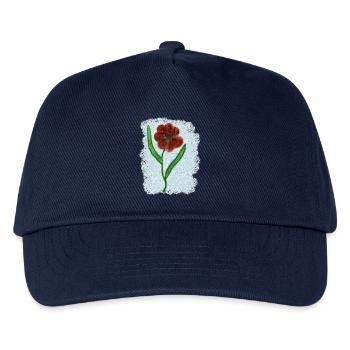 Rusty Red Flower with Green Leaves - Kids’ Baseball Cap - navy - Front