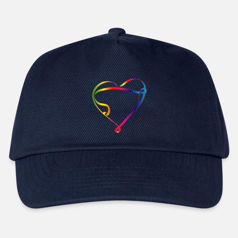 buntes Band in Herz Form und Regenbogen Farben - Kinder Basecap - Navy
