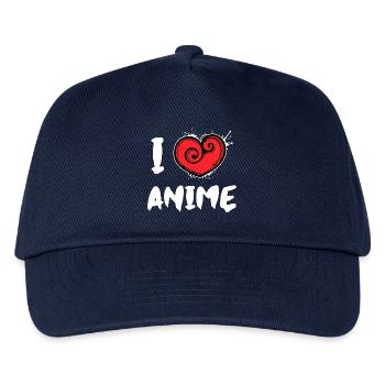 Manga Ich Liebe Anime Statement Trickfilm Herz - Kinder Basecap - Navy - Vorne