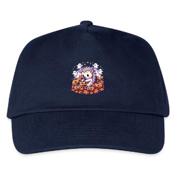 Süßes Schwein Halloween Deko mit Kürbissen - Kinder Basecap - Navy - Vorne