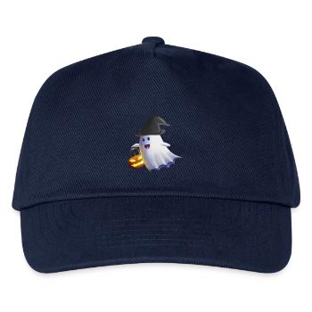 Ghost with Witch Hat and Jack-o'-Lantern - Kids’ Baseball Cap - navy - Front