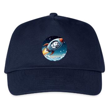 aufgeregter Eisbär in einer Rakete Comic - Kinder Basecap - Navy - Vorne