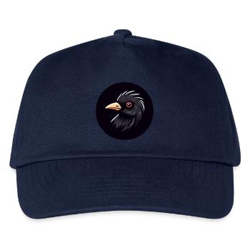 Cartoon Amsel Vogel schwarz mit rotem Auge - Kinder Basecap - Navy - Vorne