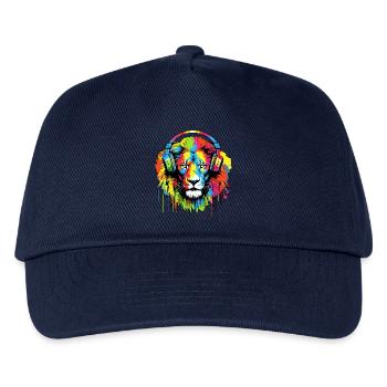 Lion with headphones Lion Head Lions - Kids’ Baseball Cap - navy - Front