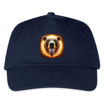 Hungriger Bär schaut durch eine Bienenwabe - Kinder Basecap - Navy - Vorne