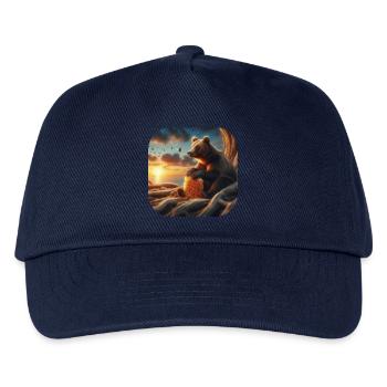 Brown bear sitting in front of a tree with honeycomb - Kids’ Baseball Cap - navy - Front
