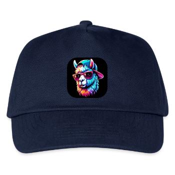 Alpaka Sonnenbrille Hut Fell Bunt - Kinder Basecap - Navy - Vorne