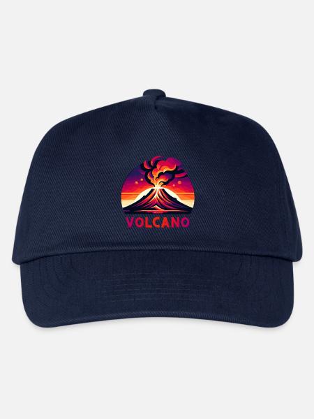 Lebendige Eruption Vulkan Illustration - Kinder Basecap - Navy