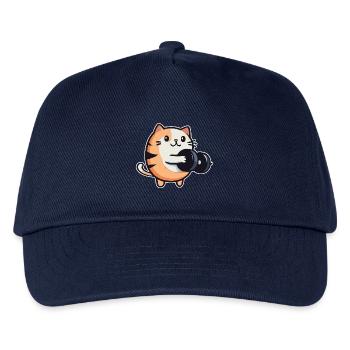 Lustige Katze mit Hanteln Fitness - Kinder Basecap - Navy - Vorne