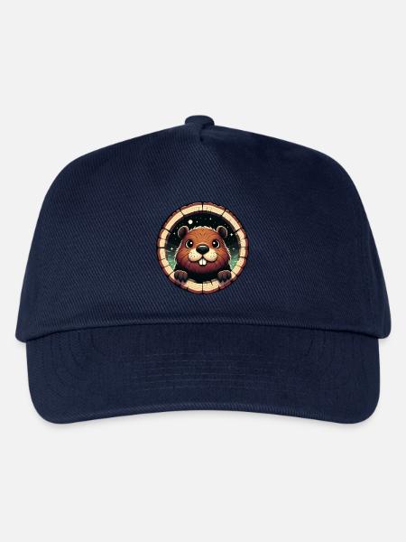 Biber schaut durch Holz - Kinder Basecap - Navy