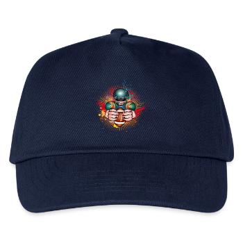 Football Spieler mit Football im Graffiti Style - Kinder Basecap - Navy - Vorne