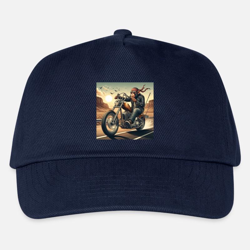 Cooler Affe auf einem Chopper - Kinder Basecap - Navy